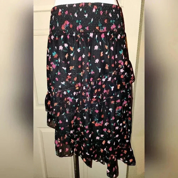 NWT! Joie Silk Gorowen Floral Print A-line Skirt Asymmetric Ruffle Hem S - Picture 5 of 12